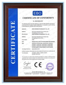 azx nonwoven fabric making machine certificate EBO